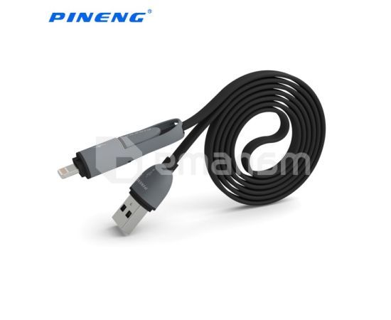 Cable PINENG Micro USB,Iphone 1m,2A black PN301